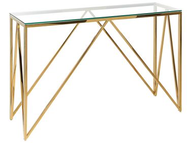 Tavolino consolle vetro temperato oro 120 x 40 cm WESO