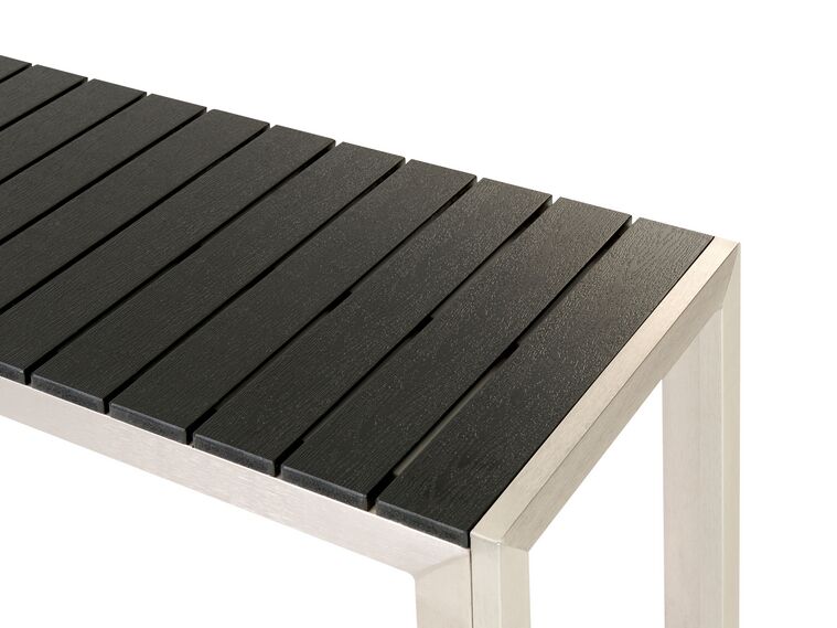 Set De Jardin Table + 2 Bancs En Bois Composite Clair Et Aluminium Noir - Pour 6 Personnes - Résistant Aux Intempéries - Design Moderne Industriel