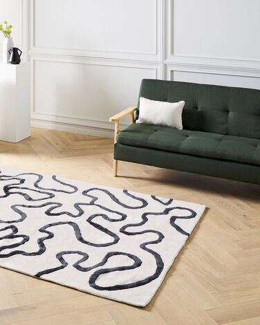 Teppe viskose med abstrakt mønster 160 x 230 cm Hvit og svart KAPPAR