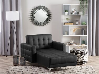 Faux Leather Chaise Lounge Black ABERDEEN