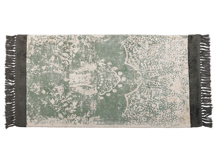 Teppich Viskose grün / beige 80 x 150 cm cm orientalisches Muster Kurzflor AKARSU_837014