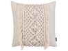 Set of 2 Cotton Macrame Cushions with Tassels 45 x 45 cm Beige KALAM_904684