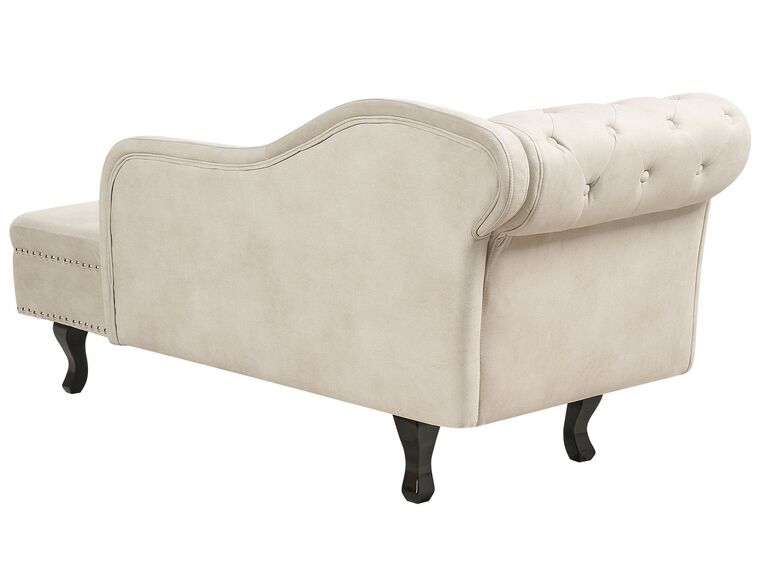 Chaise longue velluto beige chiaro lato sinistro NIMES Beliani.it