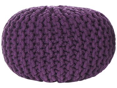 Cotton Knitted Pouffe 40 x 25 cm Purple CONRAD 