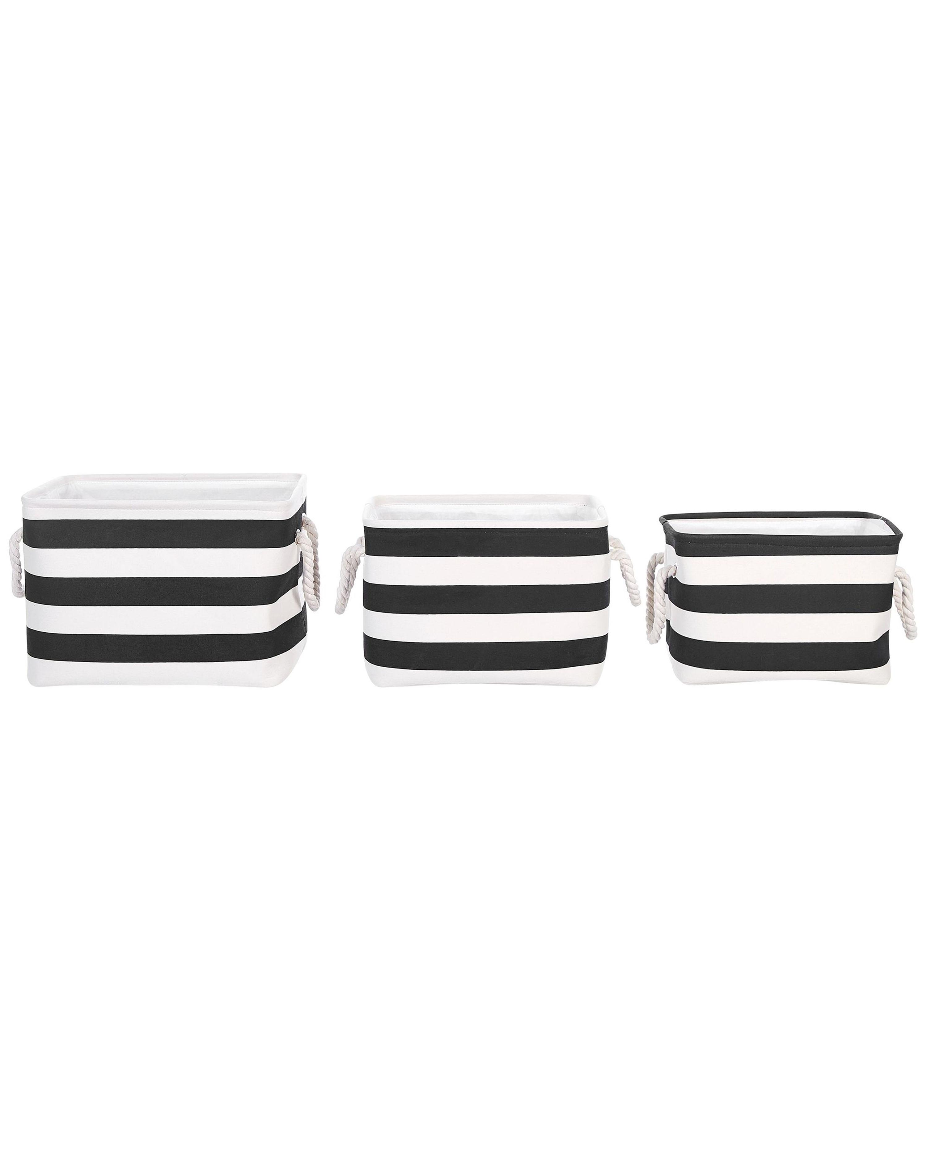 Set of 3 Fabric Baskets Black and White DARQAB_849753
