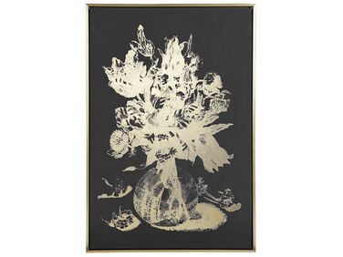 Obraz na płótnie w ramie kwiaty 63 x 93 cm złoty ORIANO