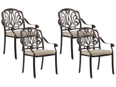 Conjunto de 4 cadeiras de jardim em alumínio castanho escuro ANCONA 