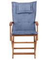 Conjunto de 2 sillas de jardín de madera con cojines azules MAUI_755760