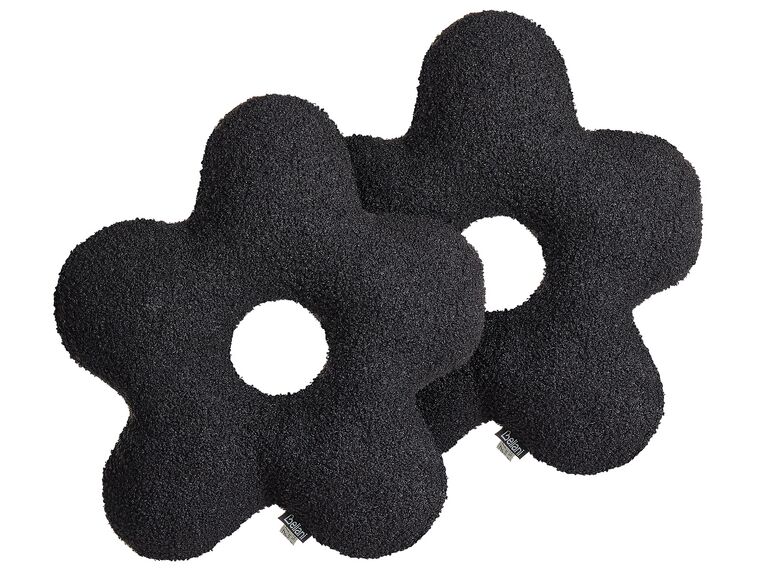 Lot de 2 coussins noirs en forme de fleur 40 x 40 cm CAMPONULA_888672