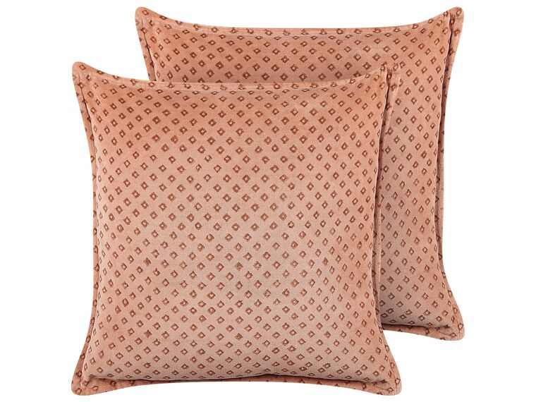 Set di 2 cuscini velluto rosa 45 x 45 cm RHODOCOMA_838474