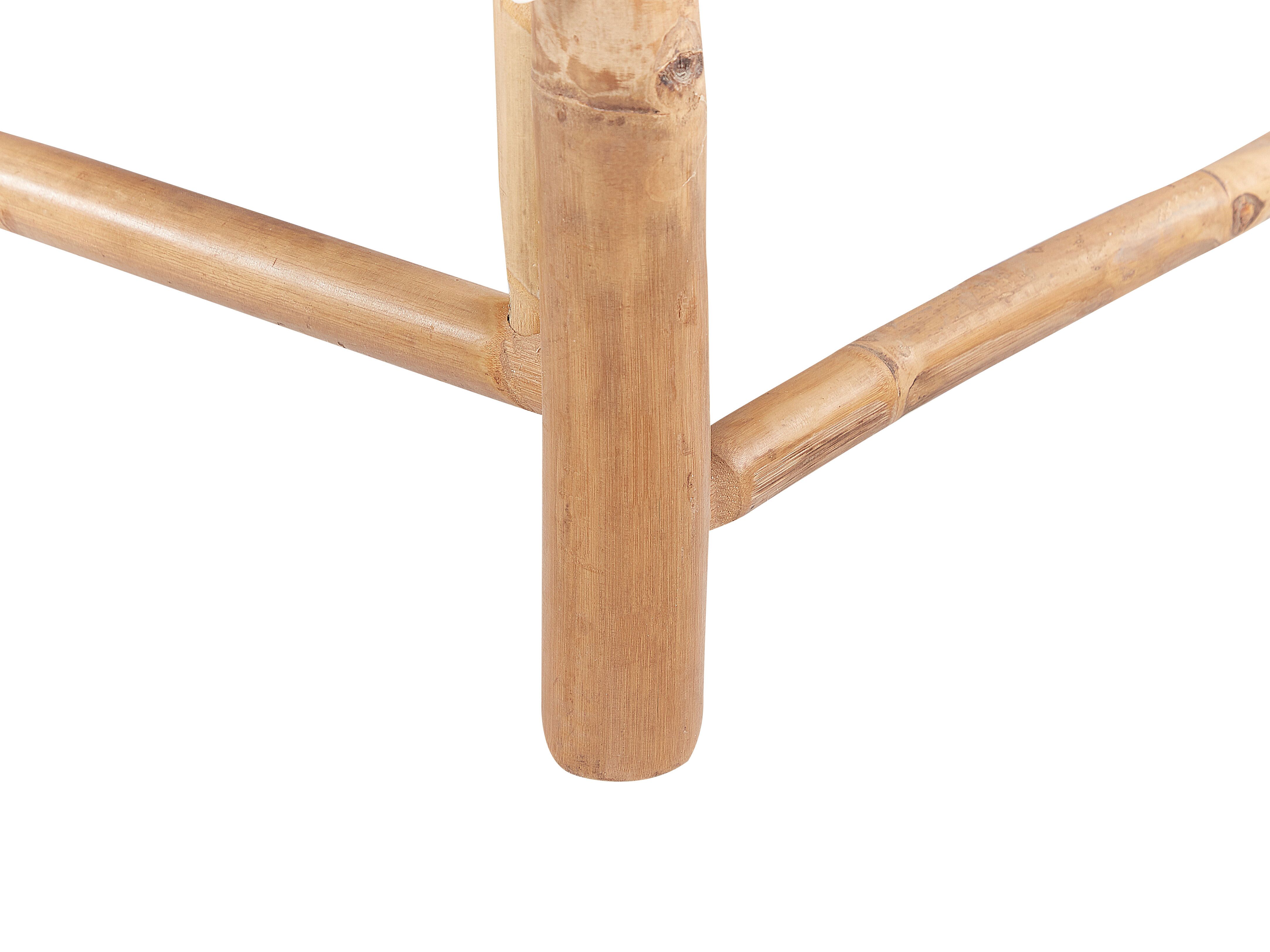 Fauteuil à Bascule De Jardin FRIGOLE En Bambou Clair, Coussins Blanc Cassé - NEUF