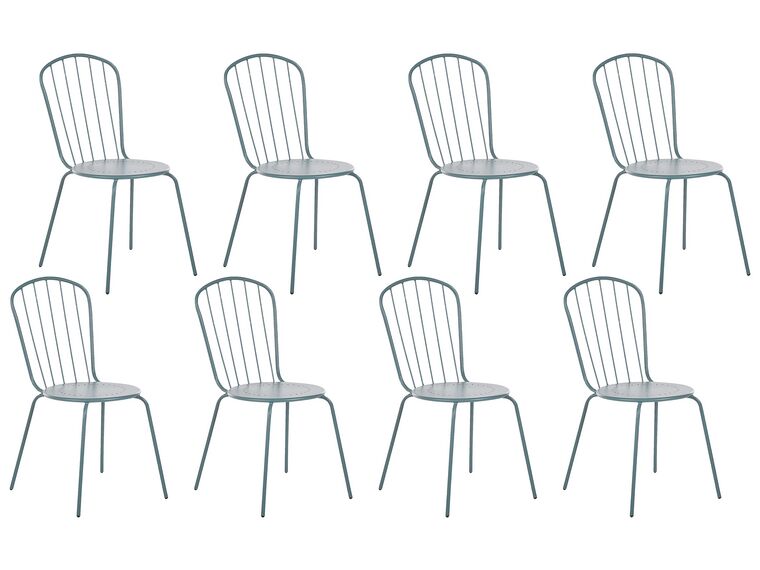 Conjunto de 8 cadeiras de jardim em metal azul claro CALVI_815616