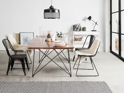 Ruokapöytä akasiapuu tumma puu/musta 200 x 100 cm MUMBAI