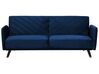 Sofá-cama de 3 lugares em veludo azul marinho SENJA_707268