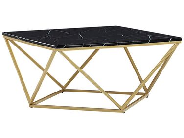 Marble Effect Coffee Table Black with Gold MALIBU