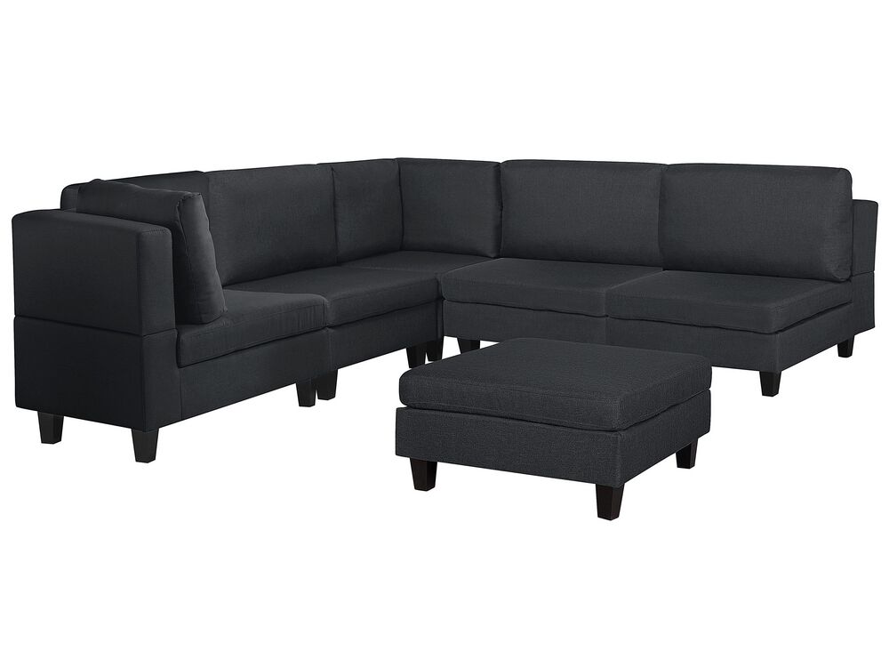 Black fabric 2025 sectional sofa