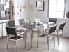 Hatszemélyes étkezőasztal fekete üveglappal és fekete textilén székekkel GROSSETO_764023