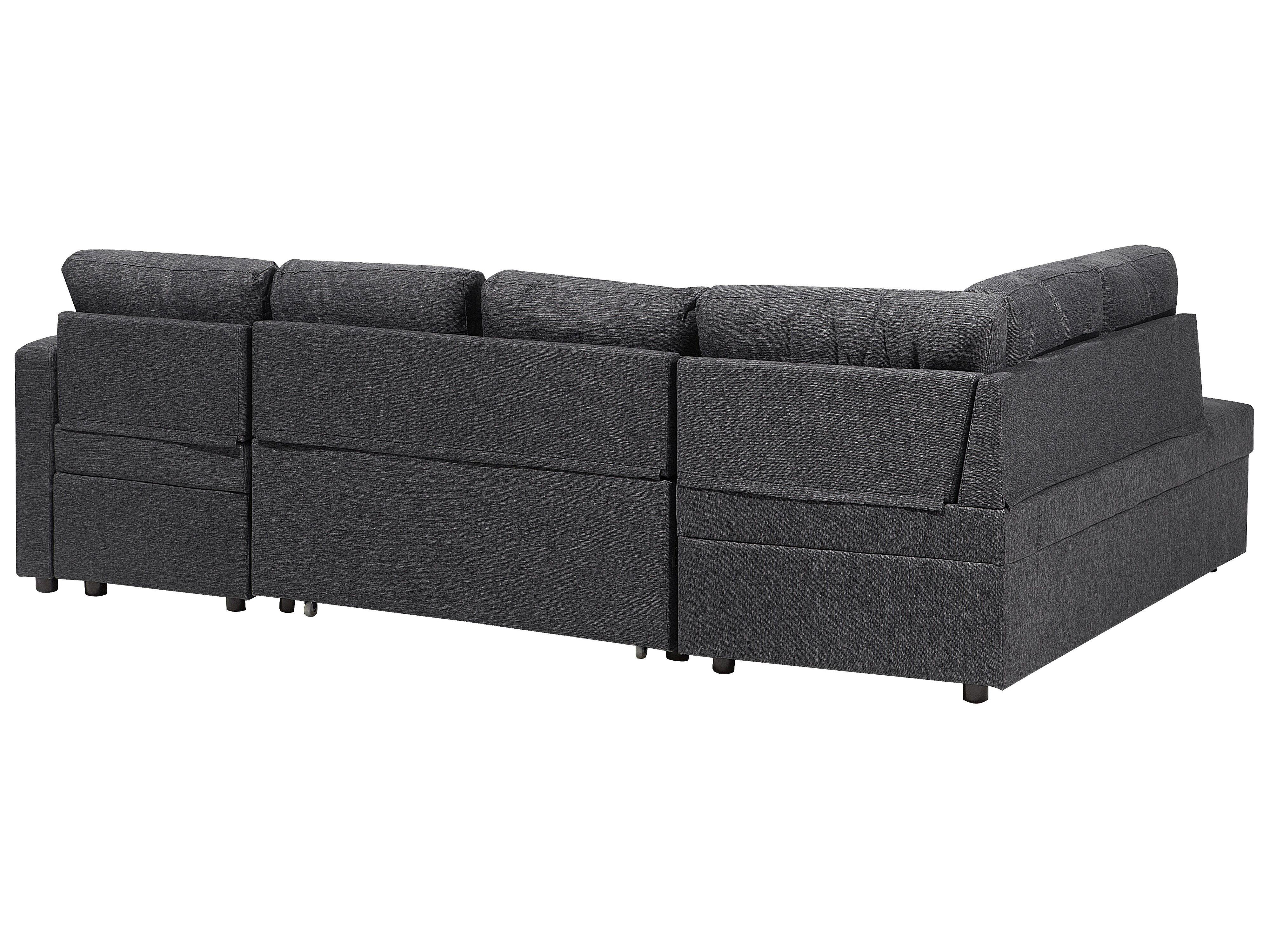 Fabric Sofa Bed Dark Grey KARRABO Beliani.co.uk