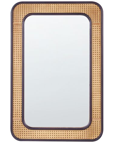 Nástěnné zrcadlo 60 x 90 cm černé/světlé dřevo BERNAS