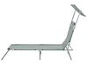 Steel Reclining Sun Lounger with Canopy Grey FOLIGNO_879103
