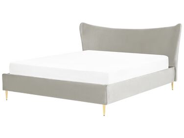 Velvet EU Super King Size Bed Light Grey CHALEIX