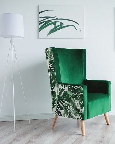Velvet Wingback Chair Green ONEIDA