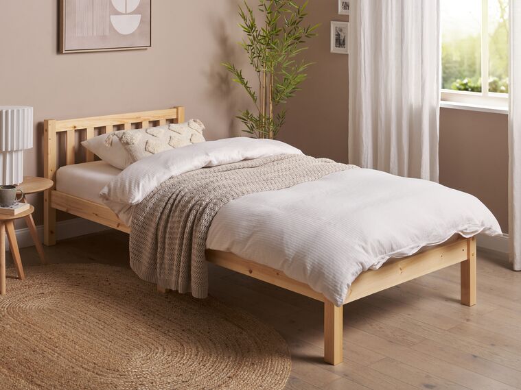 Bed hout lichtbruin 90 x 200 cm FLORAC