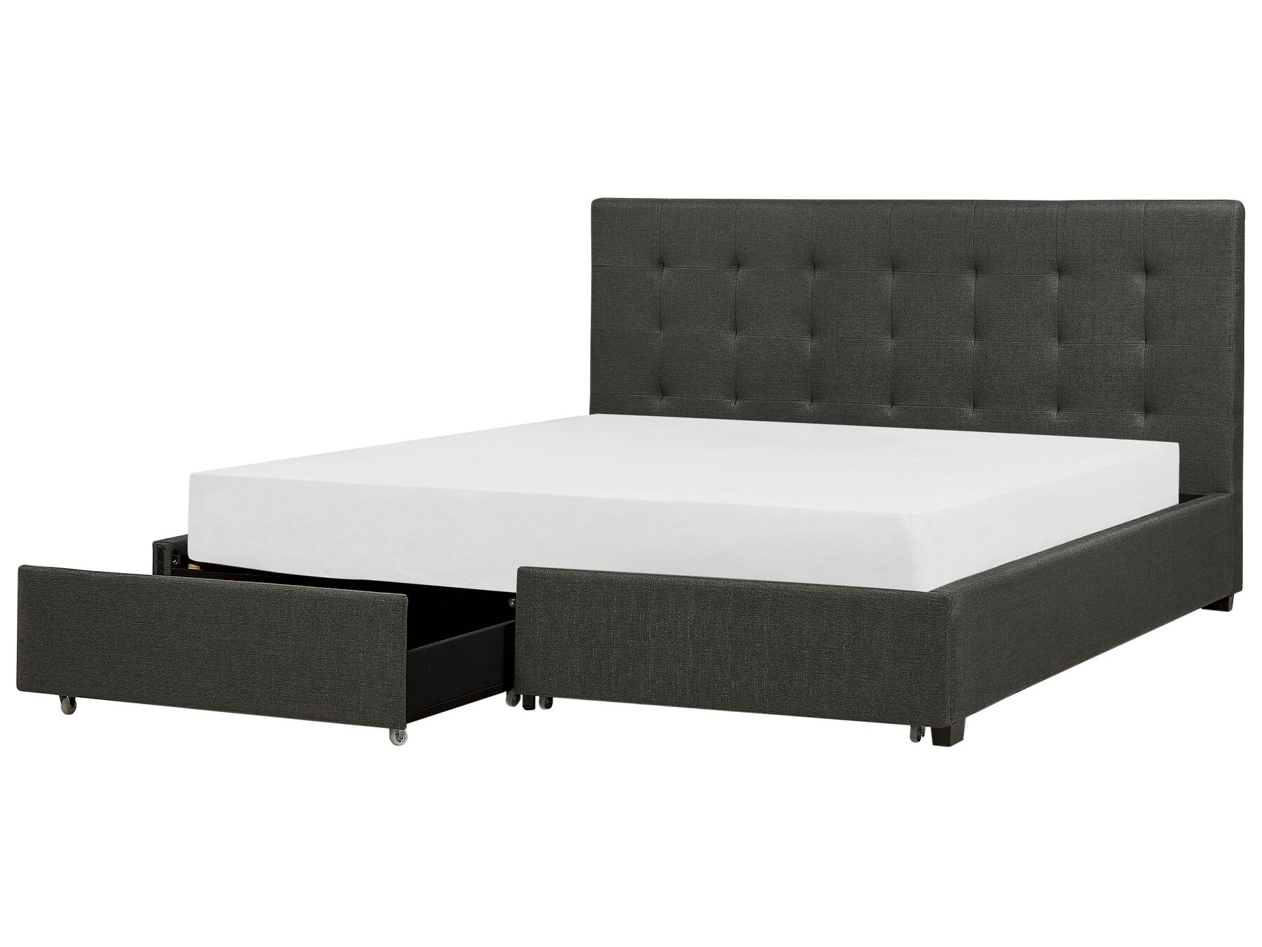 Cama tapizada con almacenaje gris oscuro 180x200 cm LA ROCHELLE