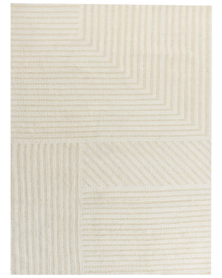 Teppich Wolle hellbeige 300 x 400 cm Steifenmuster ABEGUM_883900
