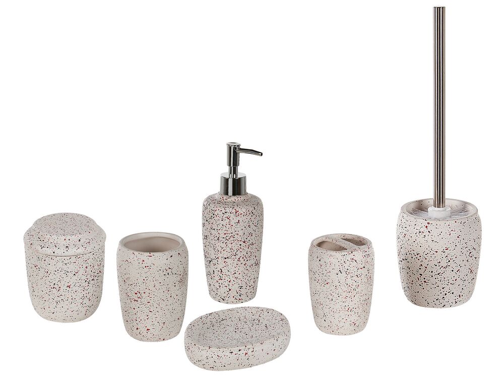 Conjunto de 6 accesorios de baño de cerámica blanco crema/negro/rojo  PALMILLA 