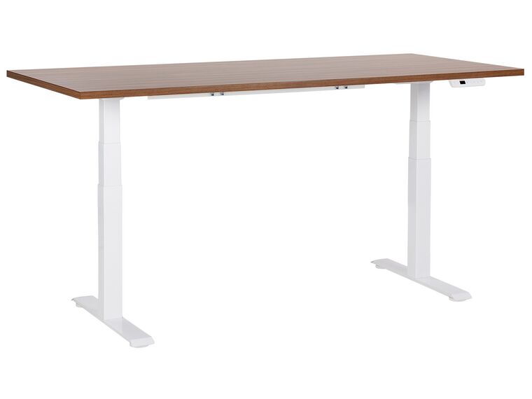Electric Adjustable Standing Desk 180 x 80 cm Dark Wood and White DESTINES_899396