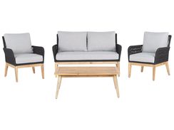 4-istuttava ulkosohvaryhmä akasiapuu harmaa/musta MERANO II