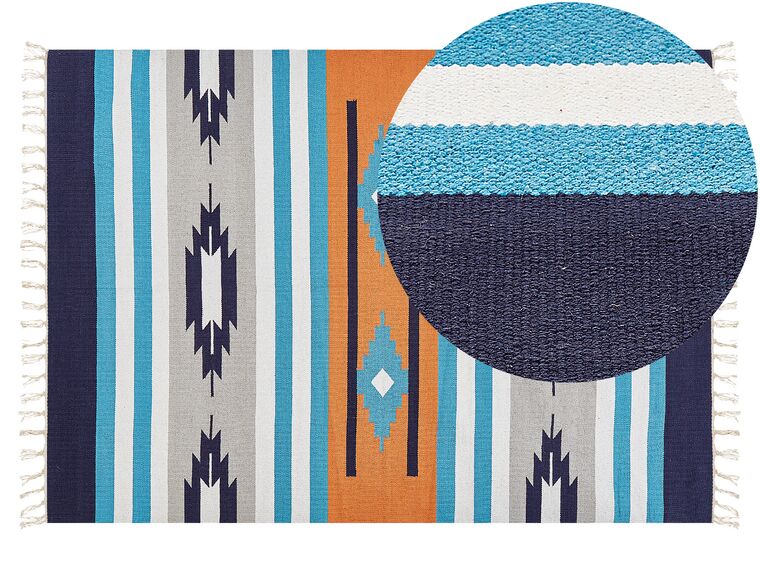 Kelim Teppich Baumwolle mehrfarbig 140 x 200 cm geometrisches Muster Kurzflor NORATUS_869422