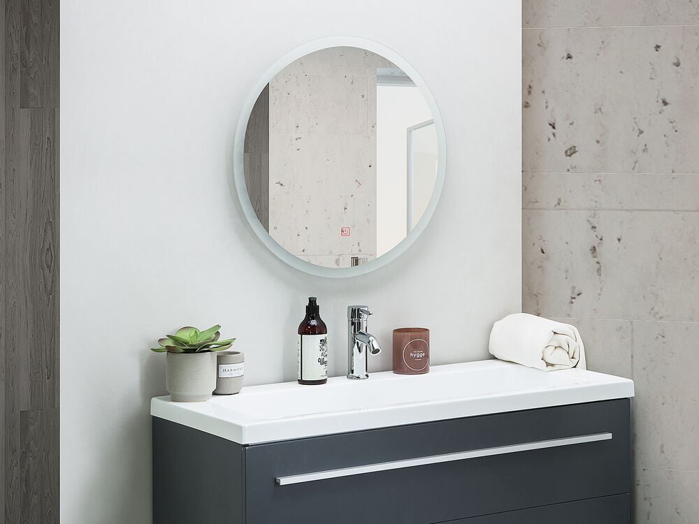 Badspiegel mit LED-Beleuchtung rund 58 x 58 cm YSER | Beliani.de