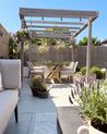Conjunto de jardín de cemento reforzado mesa 200 x 100 cm con 6 sillas gris/beige OLBIA_863629