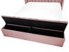 Sametová postel s úložným prostorem 140 x 200 cm růžová NOYERS_834496