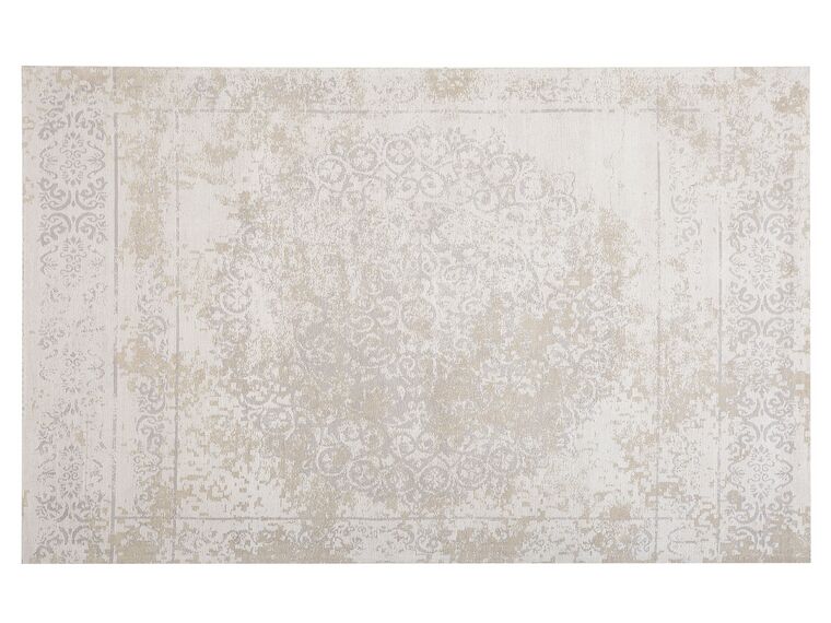 Teppich Baumwolle beige 140 x 200 cm orientalisches Muster Kurzflor BEYKOZ_749593