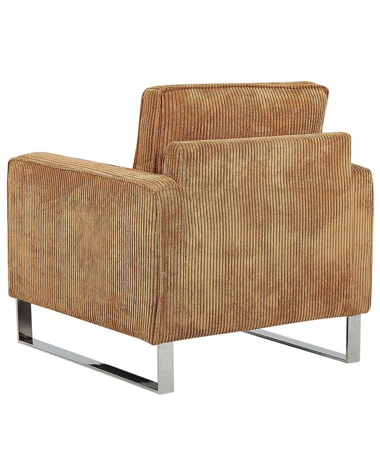 Jumbo Cord Armchair Light Brown VIND Beliani.co.uk