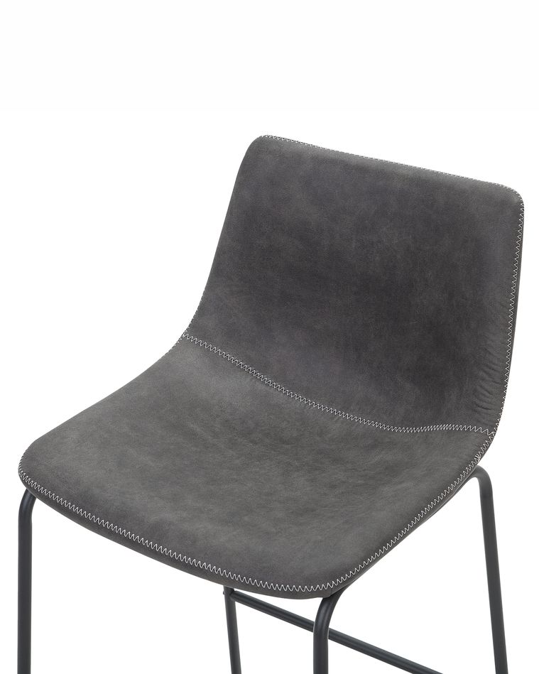 Set of 2 Fabric Bar Chairs Grey FRANKS Beliani.co.uk
