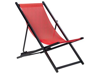 Folding Deck Chair Red and Black LOCRI II