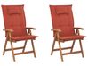 Lot de 2 chaises de jardin avec coussins rouges JAVA_787736