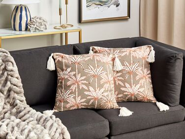 Set of 2 Cotton Cushions Palm Tree Motif 45 x 45 cm Multicolour MELOBESIA