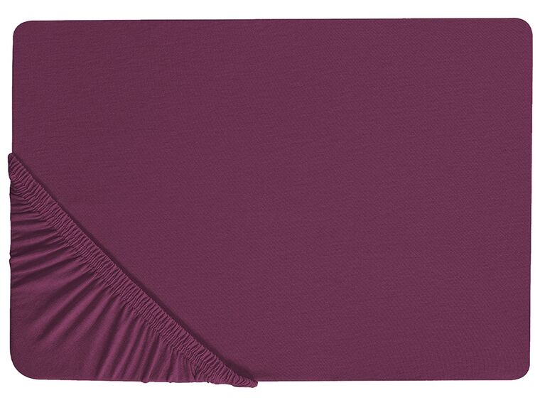 Drap-housse en coton 160 x 200 cm rouge bordeaux JANBU_845817