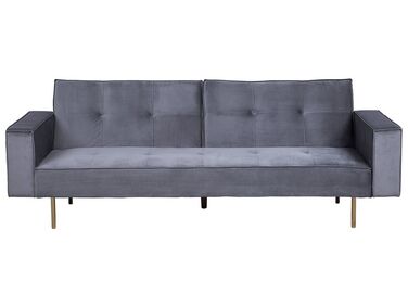 Sofá-cama em veludo cinzento VISNES