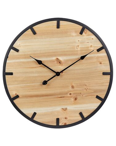 Reloj de pared de madera de abeto clara/negro ø 60 cm CABORCA