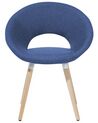 Conjunto de 2 sillas de comedor de poliéster azul marino/madera clara ROSLYN_696318