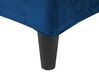 Cama con somier de terciopelo azul oscuro/madera oscura 160 x 200 cm FITOU_710106