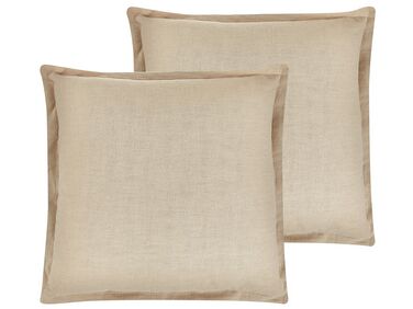 Set of 2 Cushions 45 x 45 cm Beige GUZMANIA