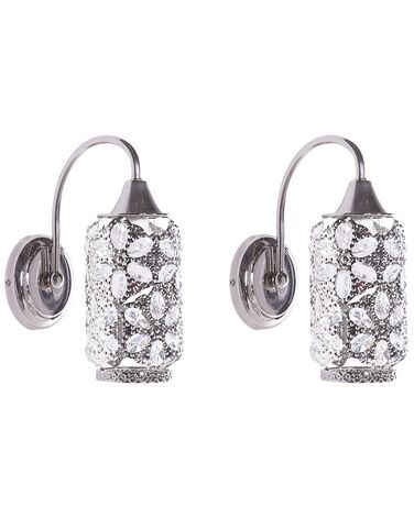 Set of 2 Wall Lamps Silver SYSOLA 
