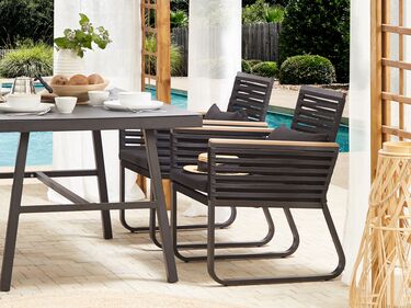 Set of 2 Garden Chairs Black CANETTO